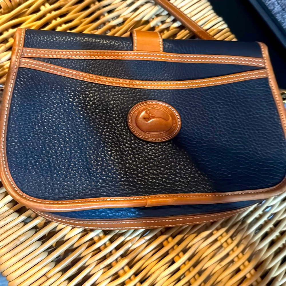 Vintage Dooney & Bourke Equestrian crossbody all weather leather purse pebbled